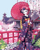 Anime Girl with Umbrella Paint by Numbers